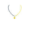 Exclusive necklace &quot;Ukrainian heart&quot; lapis lazuli, zircon, amber, silver