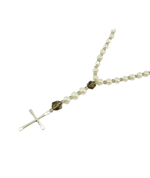 Rosary for prayer "Patricia" Pearls, topaz polyhedron, silver