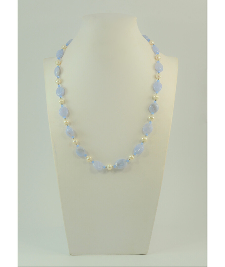 Exclusive necklace "Patricia" sapphire, pearls