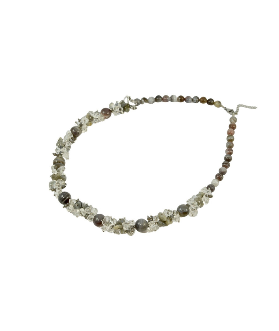 Exclusive necklace "Rocky shore" Agate, Labrador, Rock crystal crumb