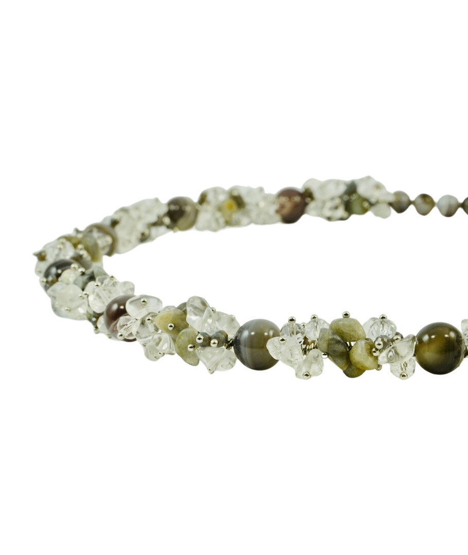 Exclusive necklace "Rocky shore" Agate, Labrador, Rock crystal crumb