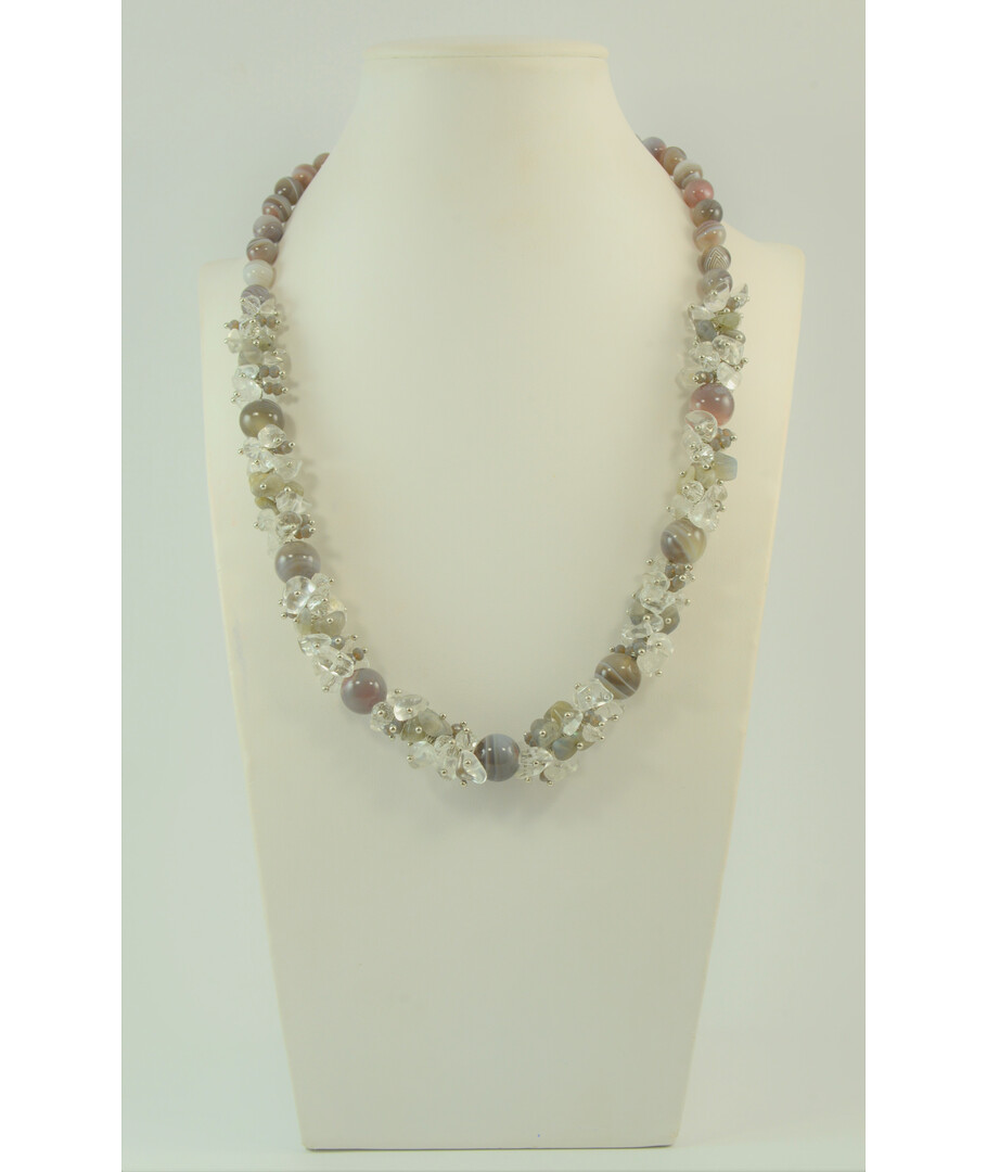 Exclusive necklace "Rocky shore" Agate, Labrador, Rock crystal crumb