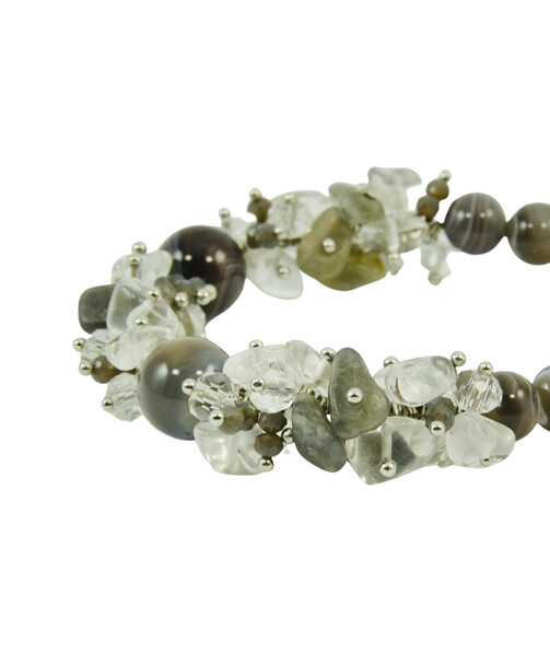 Exclusive bracelet "Rocky shore" Agate, Labrador, Rock crystal crumb