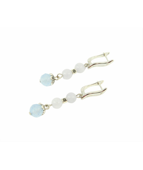 Exclusive earrings "Prima donna" Quartz facet, Aquamarine