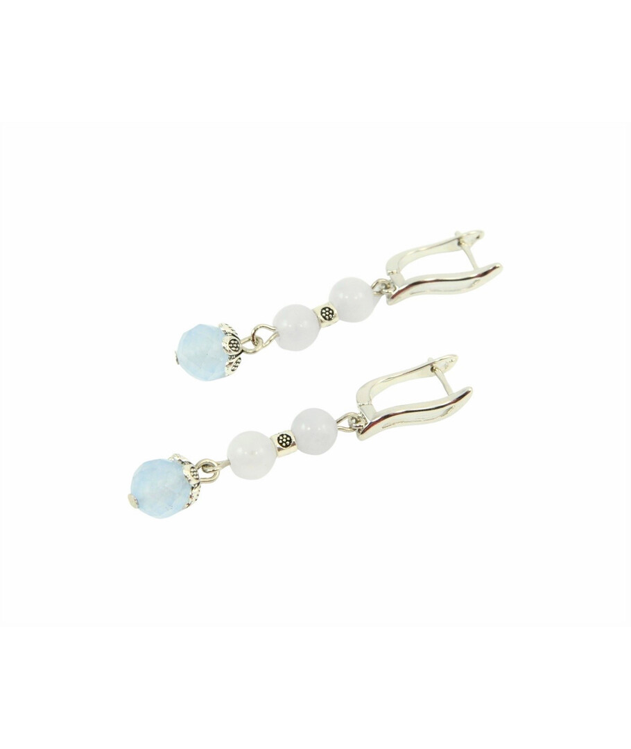 Exclusive earrings "Prima donna" Quartz facet, Aquamarine