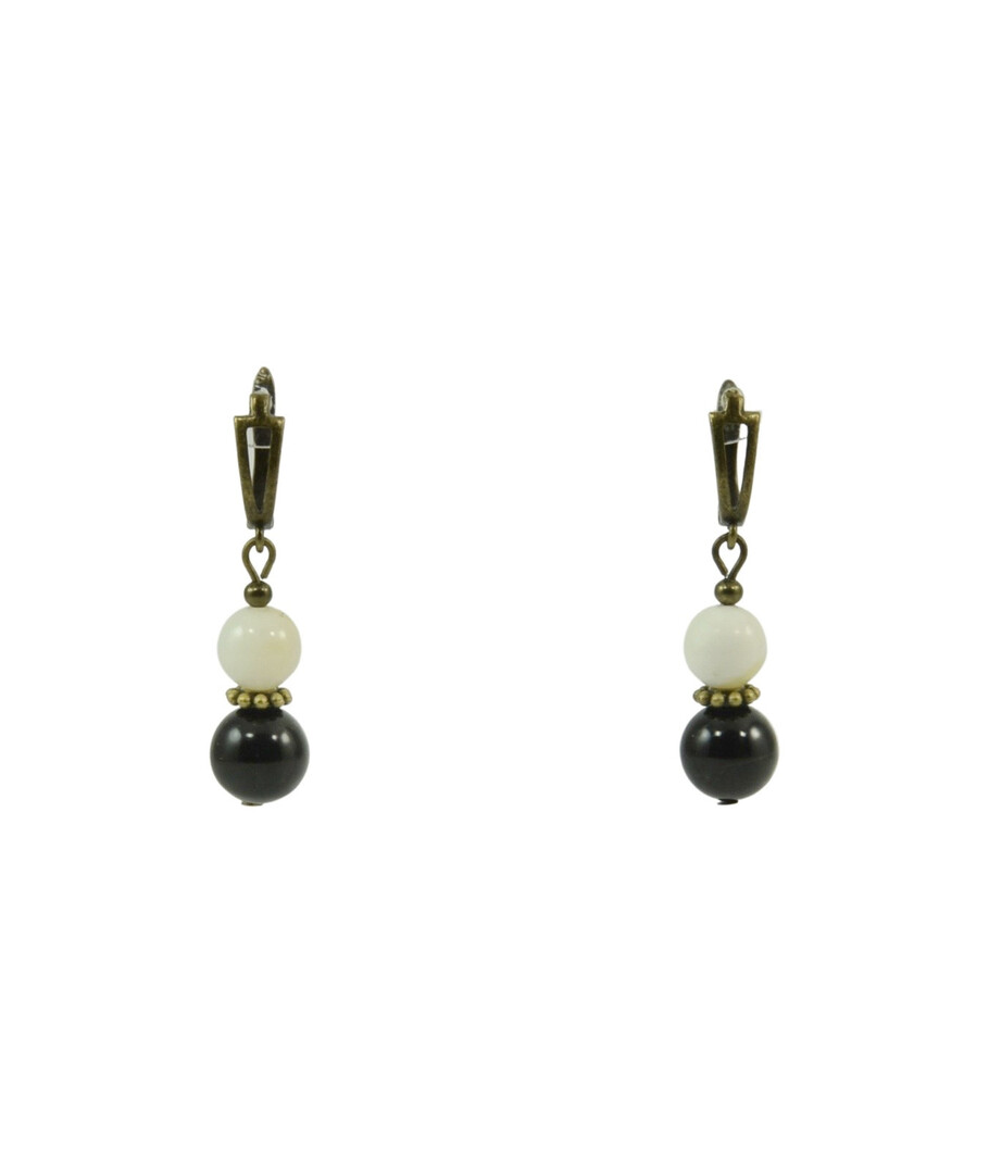 Exclusive earrings "Coffee with milk" Agate, Mother of pearl