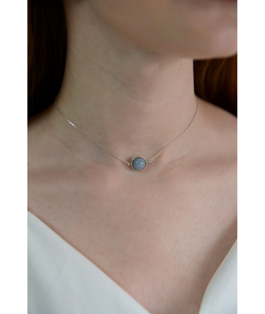 Aquamarine choker, silver