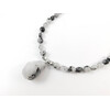 Exclusive necklace &quot;White tiger&quot; Quartz oval, crumb