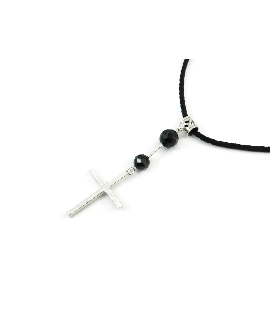 Exclusive Cross pendant, Tourmaline facet, Silver