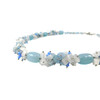 Exclusive necklace &quot;The First Snow White&quot; Aquamarine barrel, crumb, Cat&#039;s eye crumb