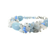 Exclusive bracelet &quot;The First Snow White&quot; Aquamarine barrel, crumb, Cat&#039;s eye crumb