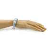 Exclusive bracelet &quot;The First Snow White&quot; Aquamarine barrel, crumb, Cat&#039;s eye crumb