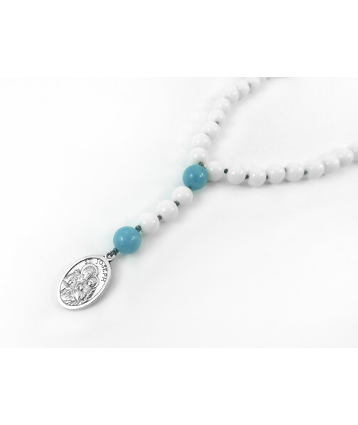 Rosary for prayer "Saint Joseph" Agate, Aquamarine