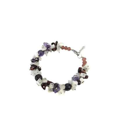 Exclusive bracelet "Passionate combination" Amethyst, Garnet facet, Cat's eye crumb