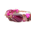 Exclusive bracelet &quot;Raspberry Souffle&quot; Agate, Strawberry quartz crumb