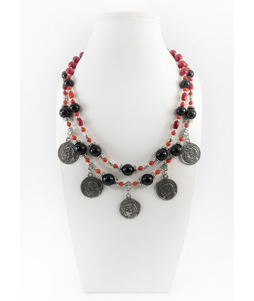 Exclusive necklace "Wealth", Agate, Coral