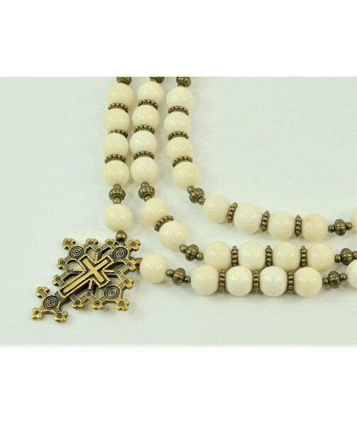 Exclusive necklace "Princely fun" Mother of pearl, 3 rows