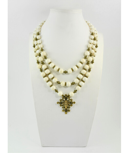 Exclusive necklace "Princely fun" Mother of pearl, 3 rows