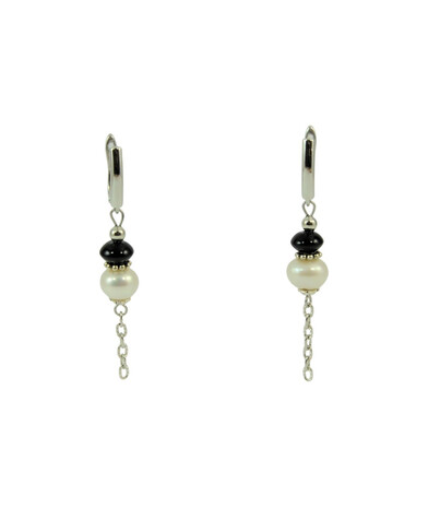 Exclusive earrings "Adelra" Pearls, Agate rondel