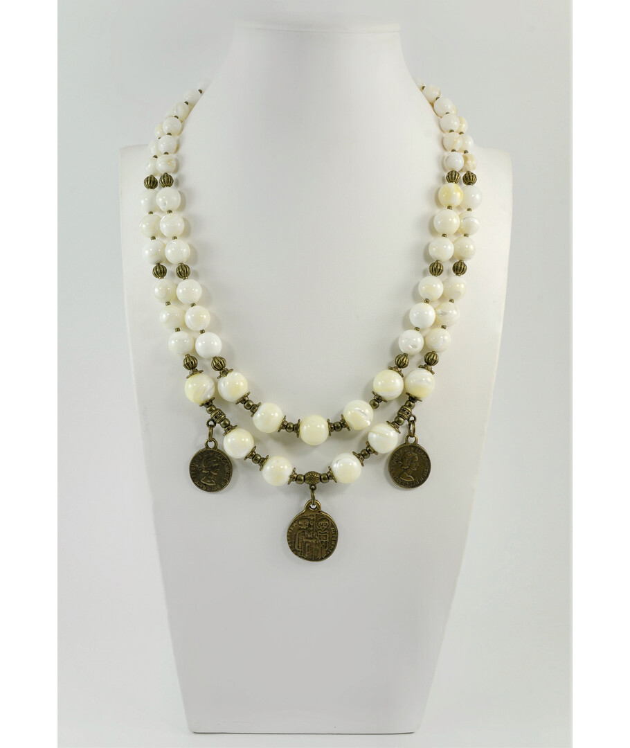 Exclusive necklace "Vladaz" Mother of pearl, 2 rows