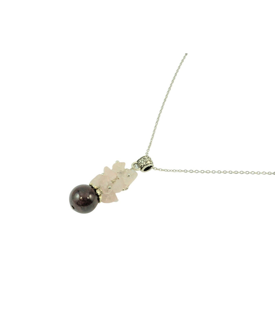 Exclusive pendant Garnet, Rose quartz crumb