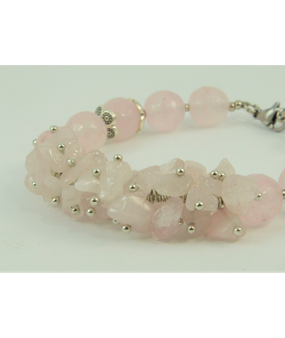 Exclusive bracelet "Virgin" Rose quartz face, crumb