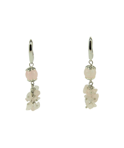 Exclusive earrings "Virgin" Rose quartz face, crumb