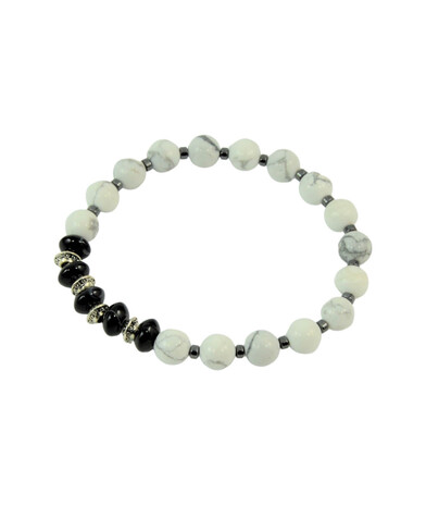 Exclusive Kahalong bracelet, Agate rondel, Hematite rondel