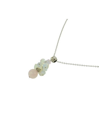 Exclusive pendant Rose quartz, Moonstone crumb