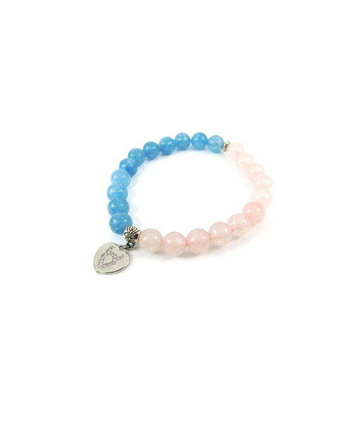 Exclusive bracelet "Zodiac" Aquamarine, Rose quartz