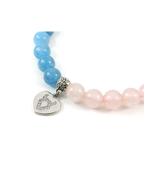 Exclusive bracelet "Zodiac" Aquamarine, Rose quartz