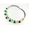 Exclusive necklace &quot;Prima donna&quot; Chrysoprase rondel, Mother of pearl, 2 rows