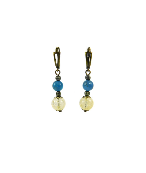 Exclusive earrings "Rus" Citrine, Apatite