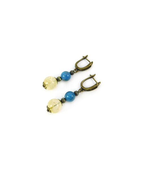 Exclusive earrings "Rus" Citrine, Apatite