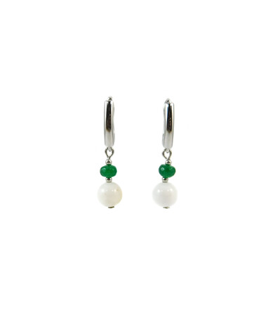 Exclusive earrings "Prima donna" Mother of pearl, Chrysoprase rondel