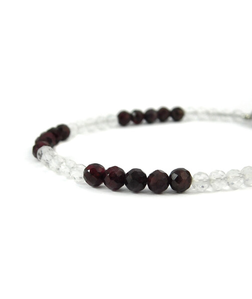 Bracelet Garnet, Rock crystal facet