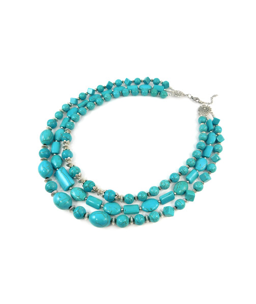 Exclusive necklace "Azan" Turquoise, 3 rows