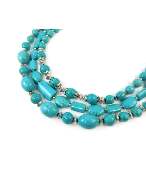 Exclusive necklace "Azan" Turquoise, 3 rows