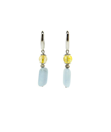 Exclusive earrings "Prima Donna" Aquamarine, Citrine