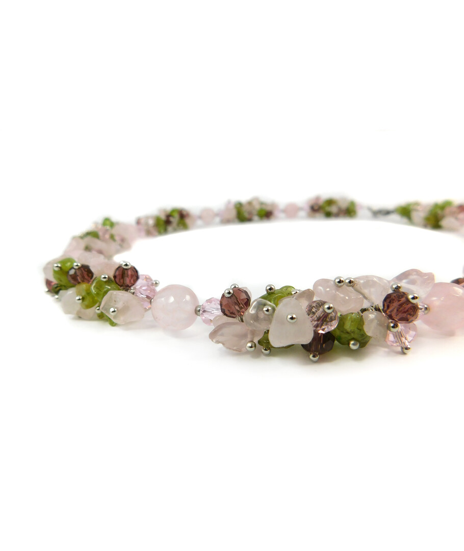 Exclusive necklace "Tender Orchid", Rose Quartz