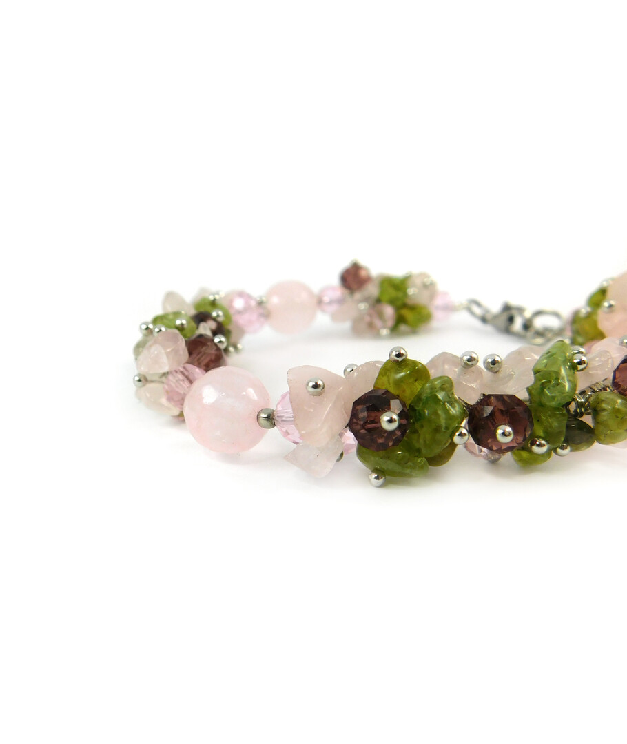 Exclusive bracelet "Gentle Orchid", Rose quartz