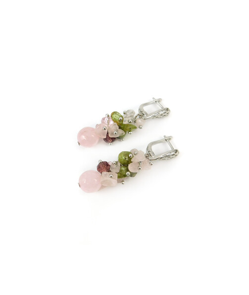 Exclusive earrings "Tender Orchid", Rose Quartz