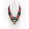 Exclusive necklace &quot;Agate Air&quot; Agate, Coral, 3 rows