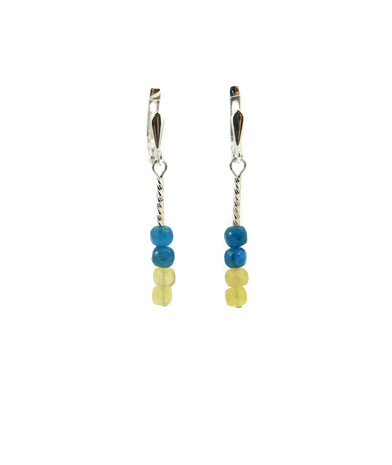 Exclusive earrings "Ukraine" Apatite, Opal cube face, silver