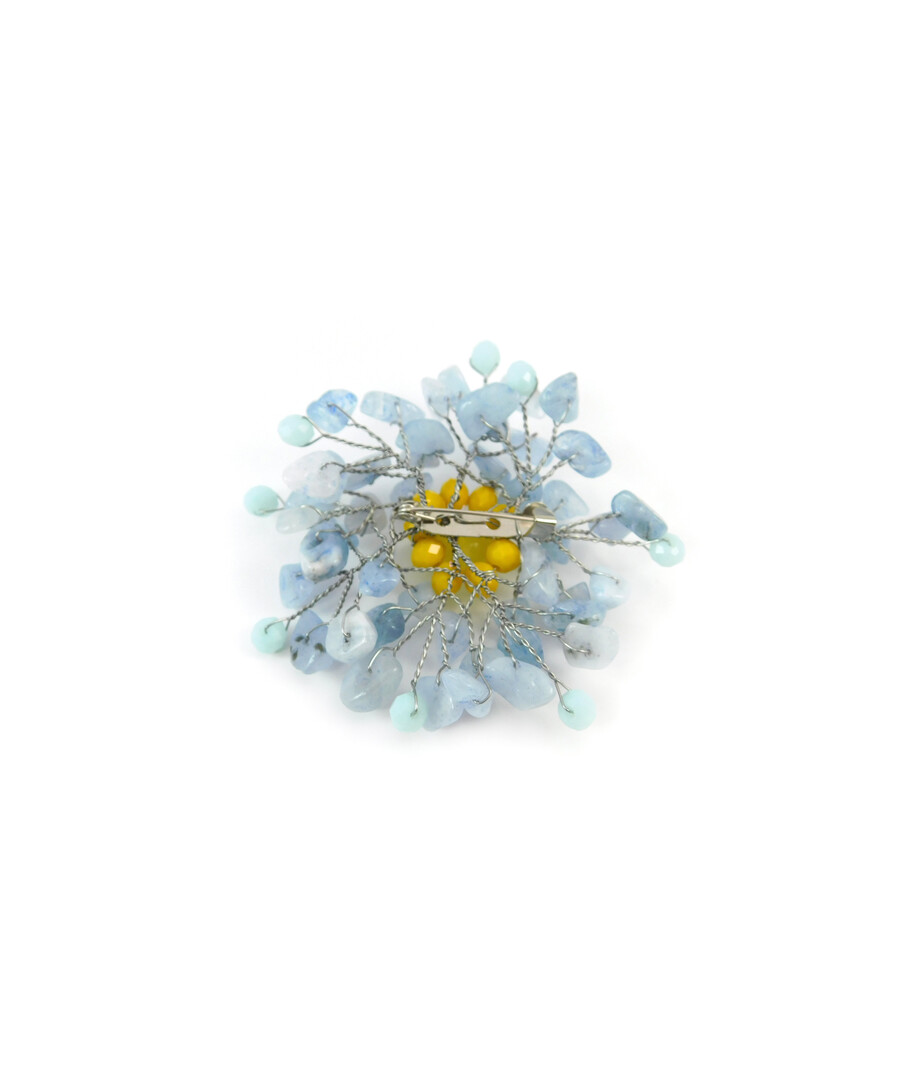 Exclusive brooch "Independent" Cat's eye, Aquamarine crumb