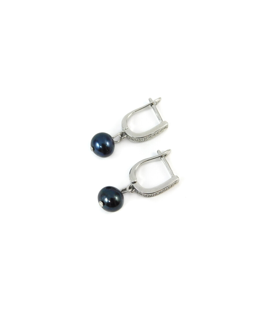 Pearl earrings are blue