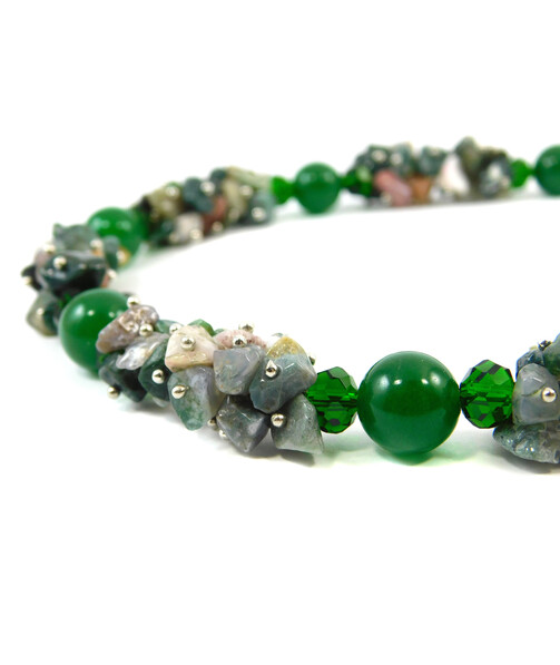 Exclusive necklace "Spring forest" chrysoprase, small jasper