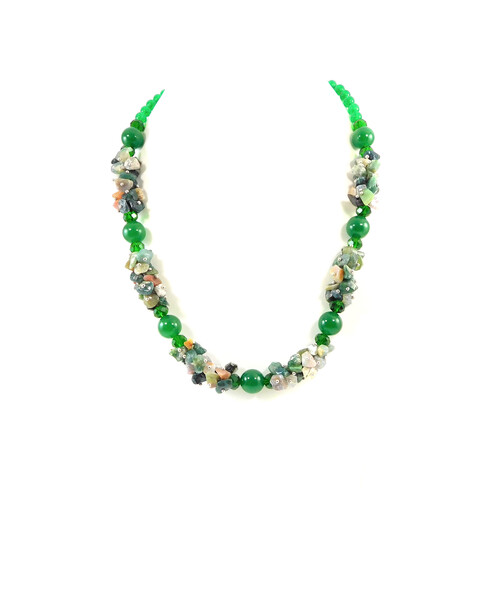 Exclusive necklace "Spring forest" chrysoprase, small jasper