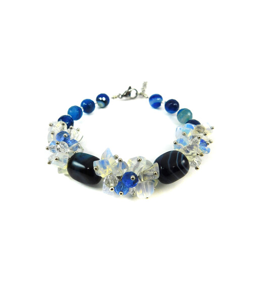 Exclusive bracelet "Colorful Notes" Agate bar, facet, crumb Moonstone