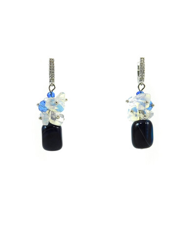 Exclusive earrings "Colorful Notes" Agate bar, crumb Moonstone